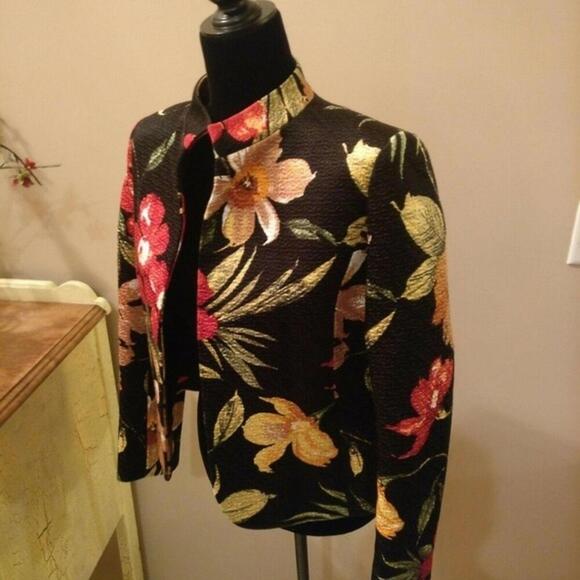 Ellen Tracy Jackets & Blazers - Ellen Tracy floral blazer jacket silk blend short open 4